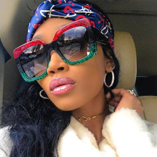 Colourful glitter retro sunglasses