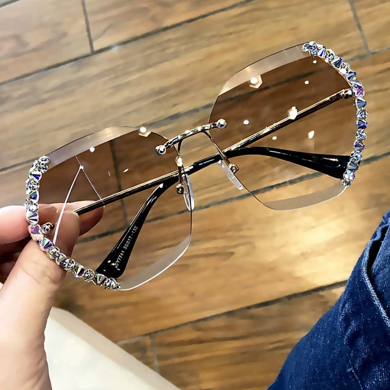 Rimless Sunglasses With Diamond-Studded