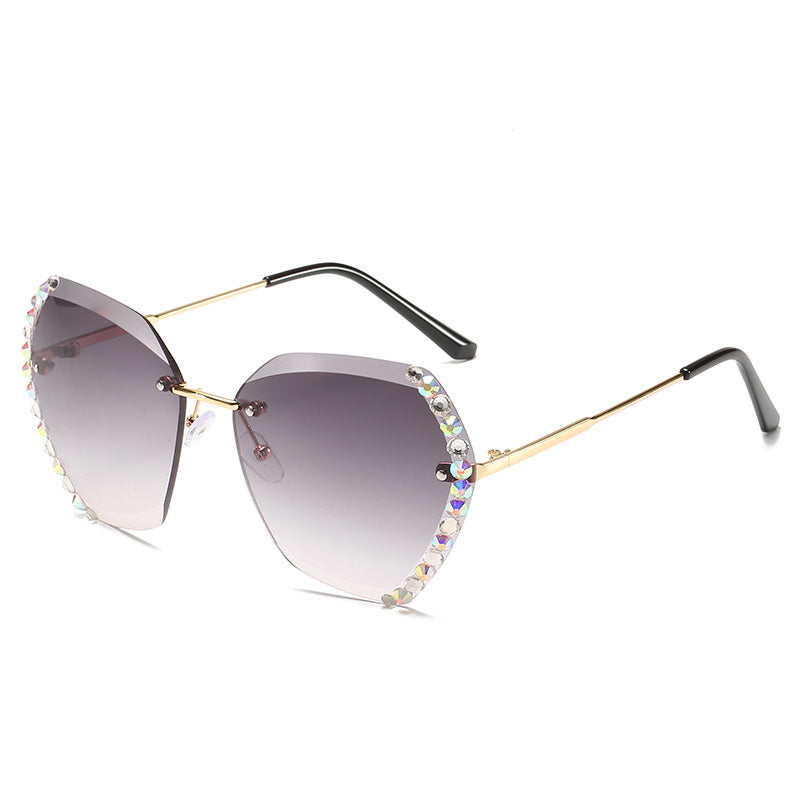 Rimless Sunglasses With Diamond-Studded