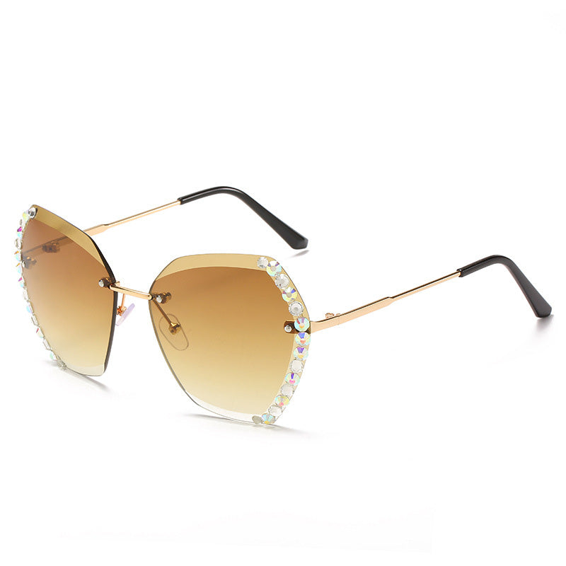 Rimless Sunglasses With Diamond-Studded