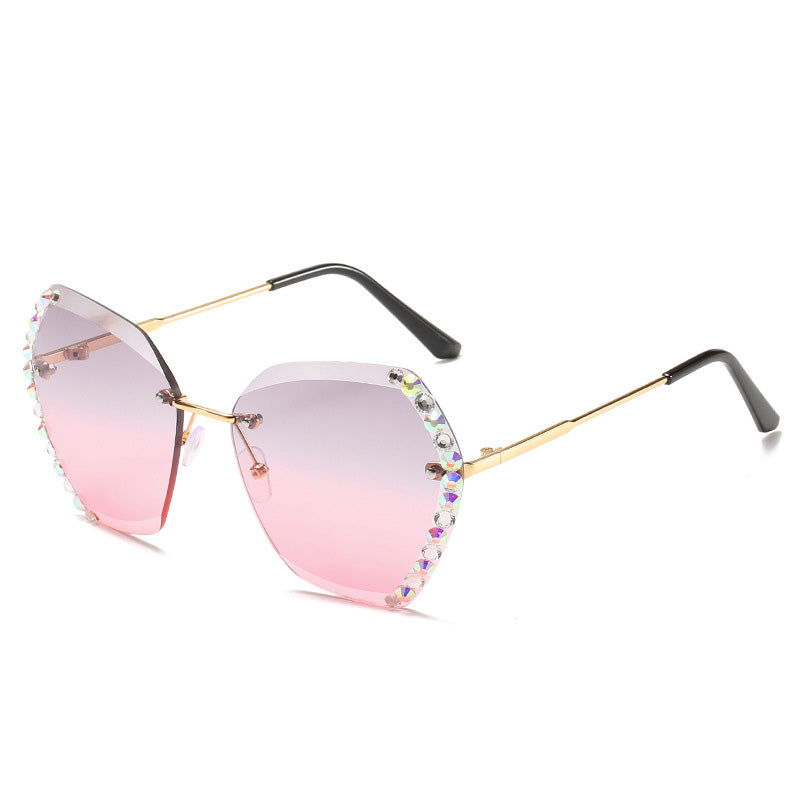Rimless Sunglasses With Diamond-Studded