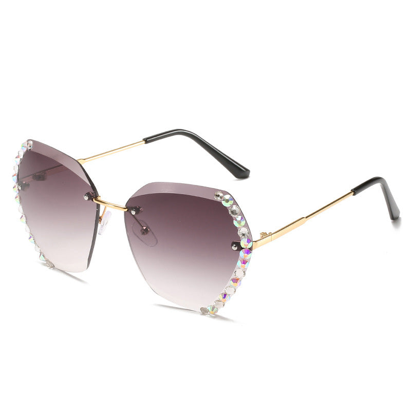 Rimless Sunglasses With Diamond-Studded