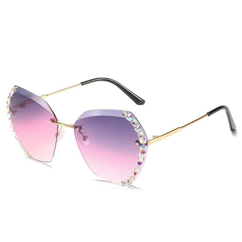 Rimless Sunglasses With Diamond-Studded