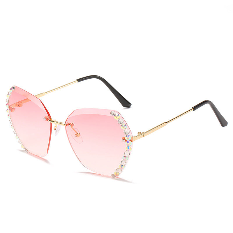 Rimless Sunglasses With Diamond-Studded