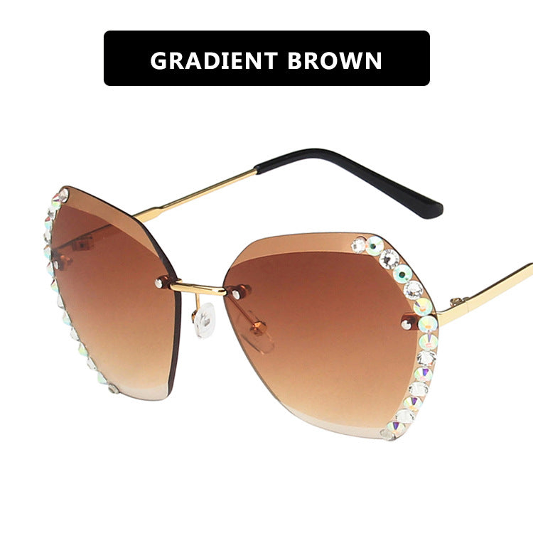 Rimless Sunglasses With Diamond-Studded