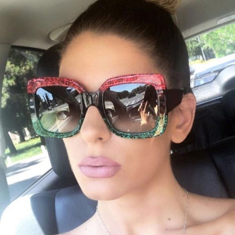 Colourful glitter retro sunglasses