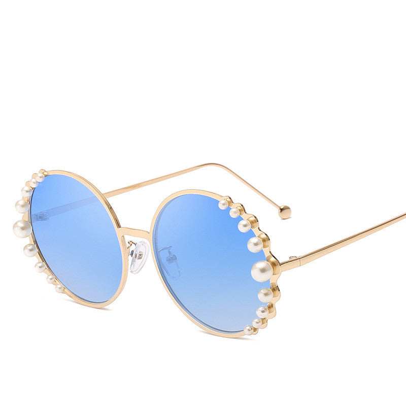 Round frame pearl sunglasses ladies
