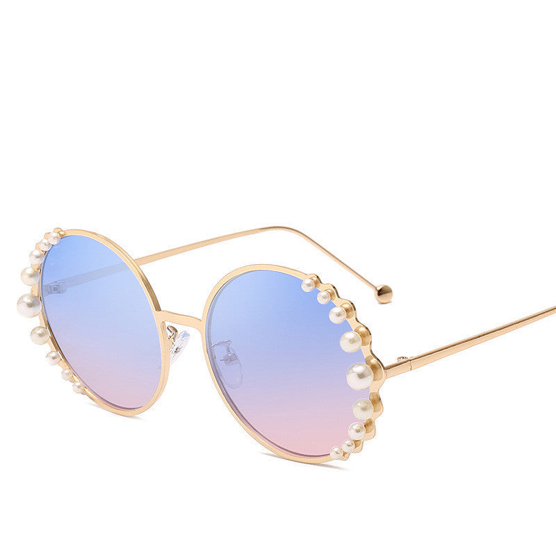 Round frame pearl sunglasses ladies