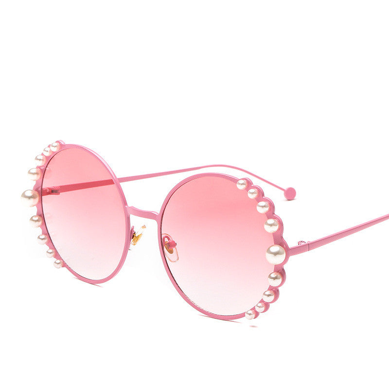 Round frame pearl sunglasses ladies