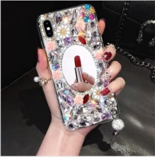 Acrylic-Mirror Rhinestone Tassel Phone Case