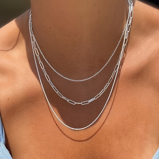 Sterling Silver Plated Layered Necklaces For Women